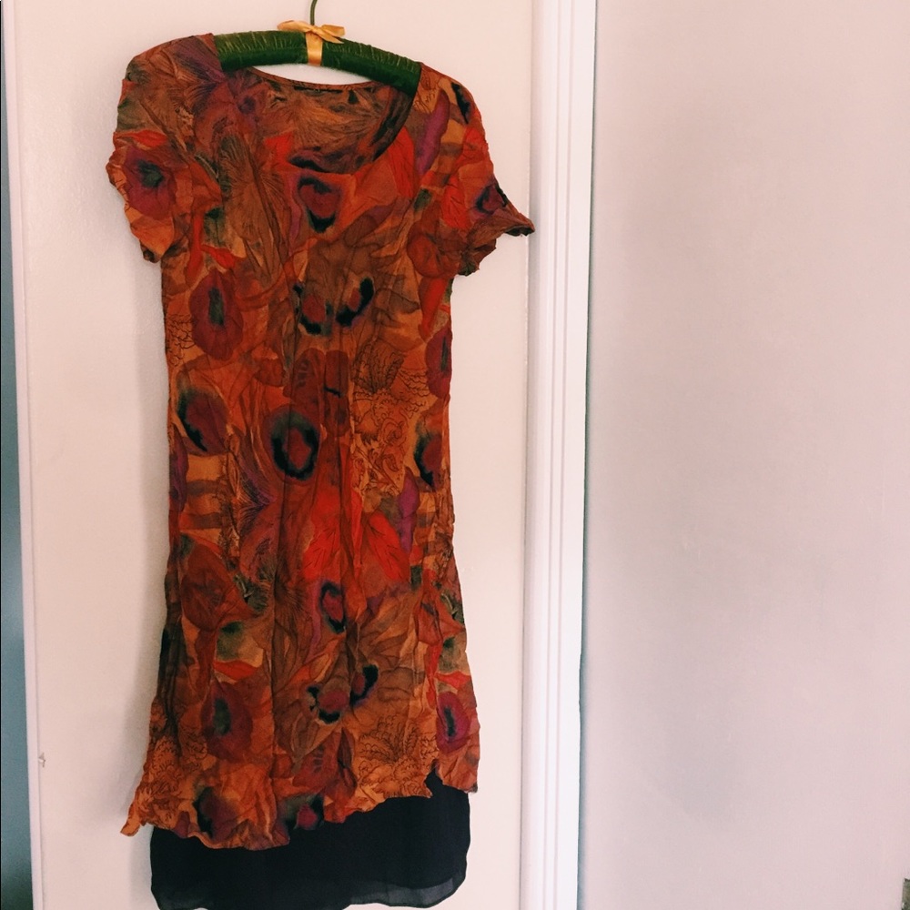 Vintage watercolor autumnal colored dress